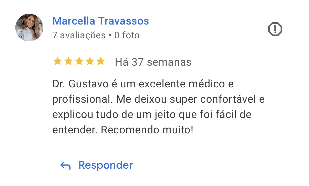 Avaliação de Marcella Travassos sobre o Dr. Gustavo Denuncio no Google