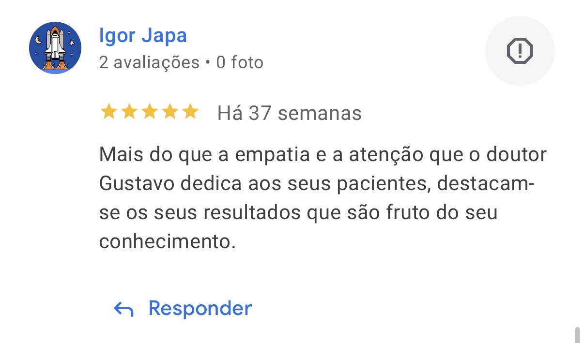 Avaliação de Igor Japa sobre o Dr. Gustavo Denuncio no Google